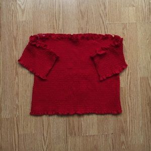 Red Off The Shoulder Tube Top